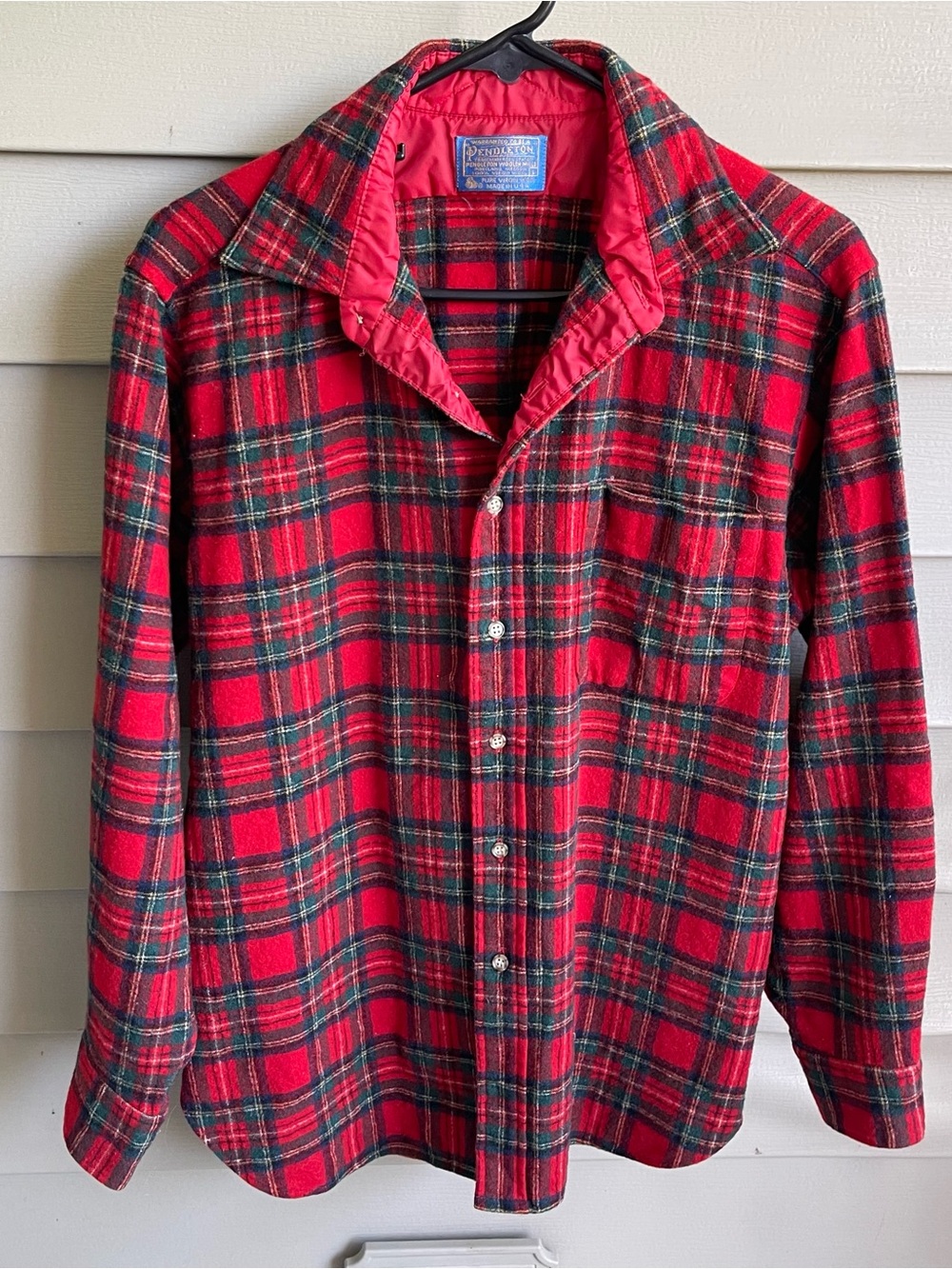 Vintage Pendleton Flannel Shirt Mens Medium Red Plaid Wool Outdoorsman USA 90s